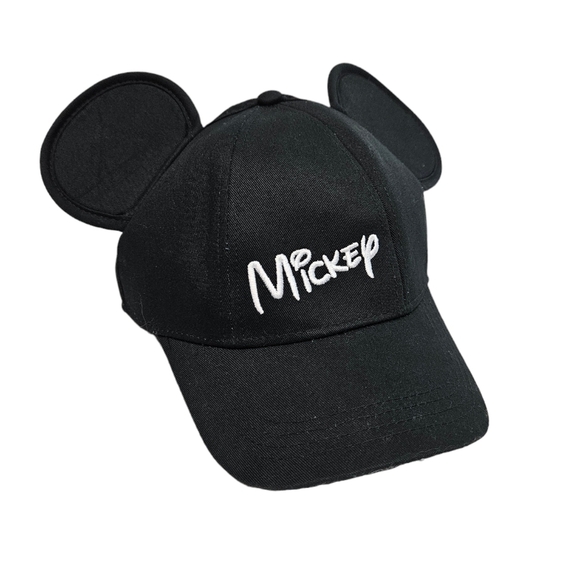 Disney Black 3D Mickey Mouse Ears Snapback‎ Baseball Hat One Size Unisex Adult - Picture 1 of 8